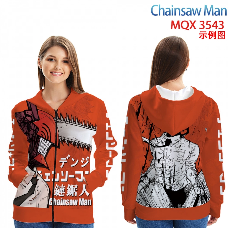 Chainsaw man Anime Zip patch pocket sweatshirt jacket Hoodie from 2XS to 4XL MQX 3543