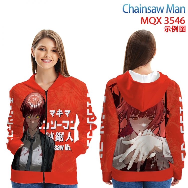 Chainsaw man Anime Zip patch pocket sweatshirt jacket Hoodie from 2XS to 4XL MQX 3546