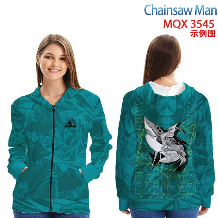 Chainsaw man Anime Zip patch pocket sweatshirt jacket Hoodie from 2XS to 4XL MQX 3545