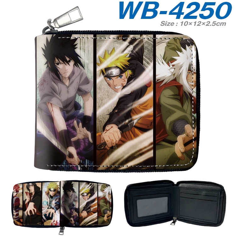 Naruto Anime full-color short full zip two fold wallet 10x12x2.5cm WB-4250A