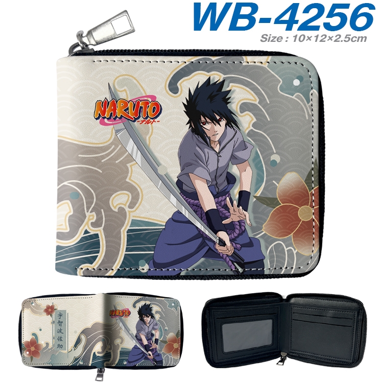 Naruto Anime full-color short full zip two fold wallet 10x12x2.5cm WB-4256A