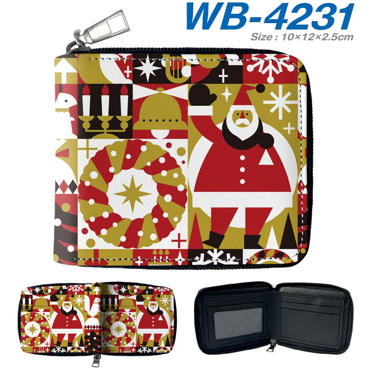 Christmas Anime full-color short full zip two fold wallet 10x12x2.5cm WB-4231A