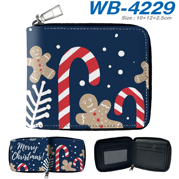 Christmas Anime full-color short full zip two fold wallet 10x12x2.5cm WB-4229A