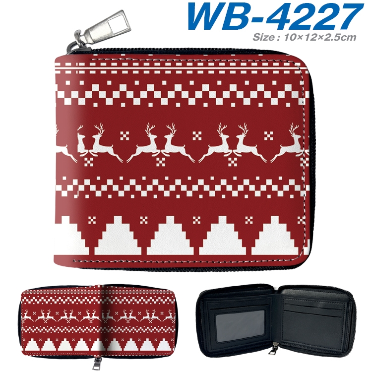 Christmas Anime full-color short full zip two fold wallet 10x12x2.5cm WB-4227A