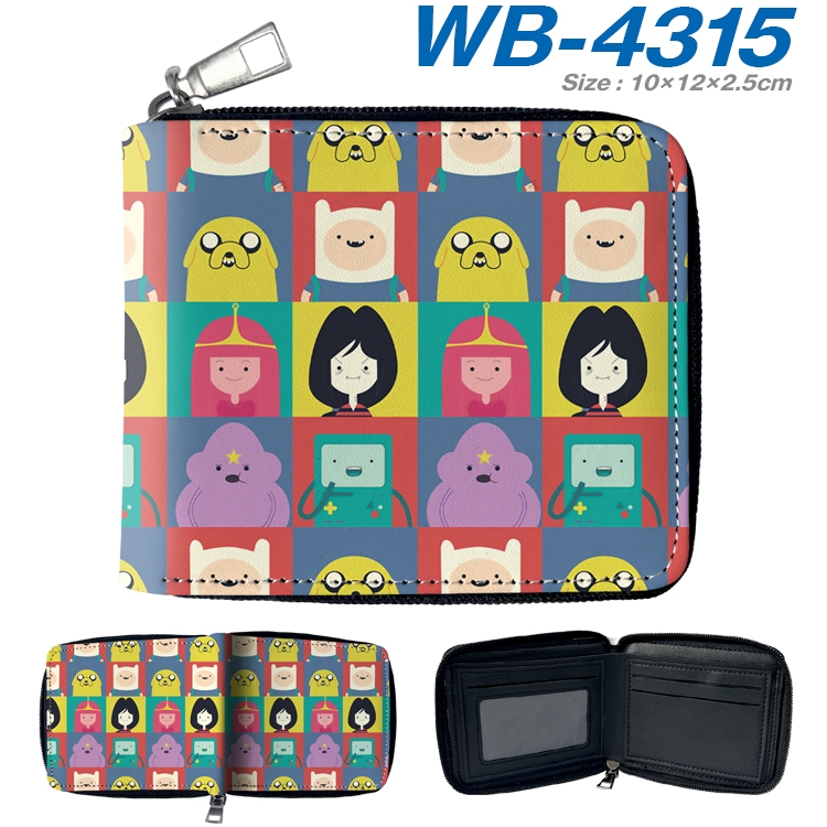 Adventure Time with Anime full-color short full zip two fold wallet 10x12x2.5cm WB-4315A