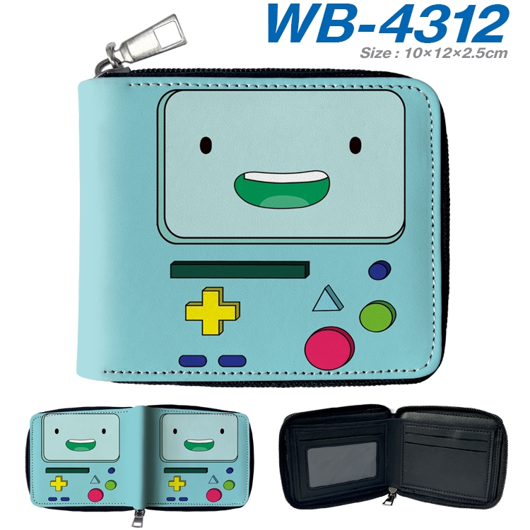 Adventure Time with Anime full-color short full zip two fold wallet 10x12x2.5cm WB-4312A