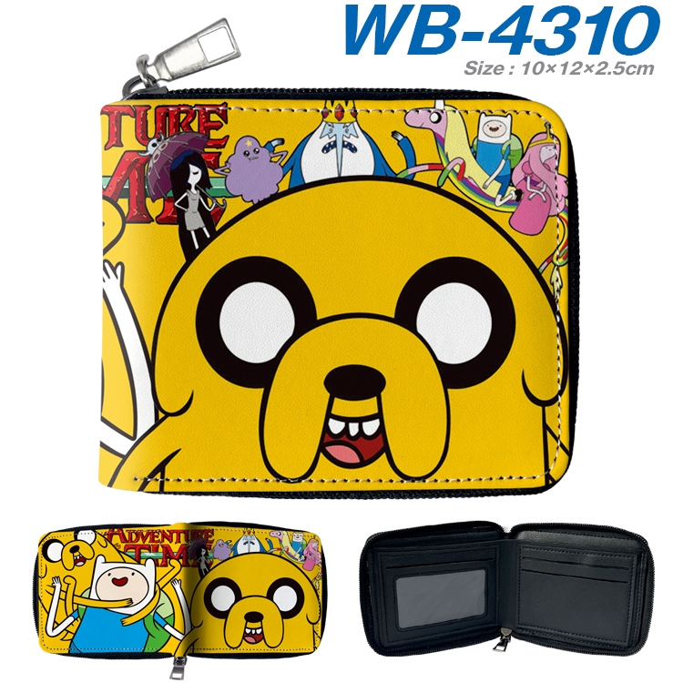 Adventure Time with Anime full-color short full zip two fold wallet 10x12x2.5cm WB-4310A