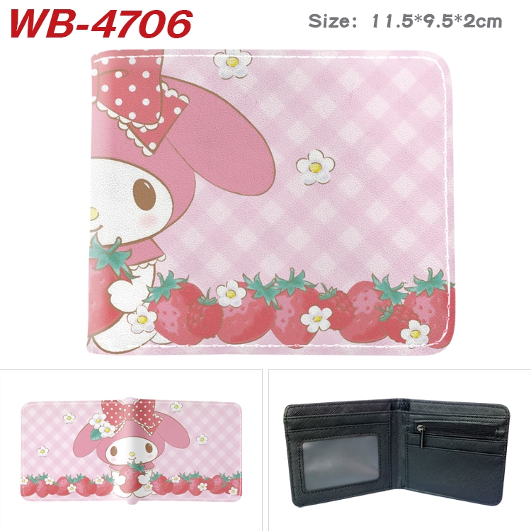 Kuromi Animation color PU leather half fold wallet 11.5X9X2CM WB-4706A