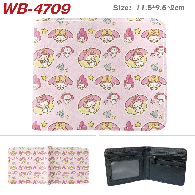 Kuromi Animation color PU leather half fold wallet 11.5X9X2CM WB-4709A