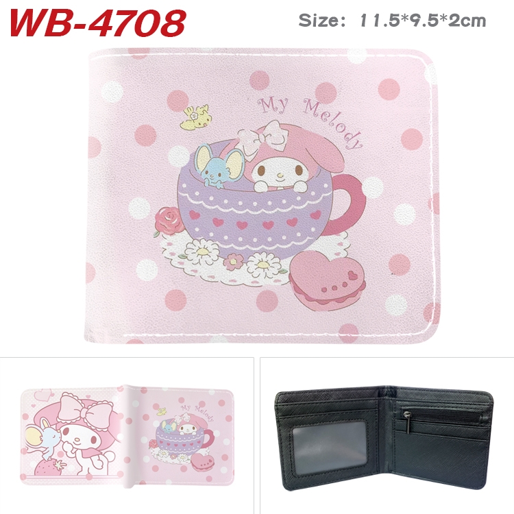 Kuromi Animation color PU leather half fold wallet 11.5X9X2CM WB-4708A