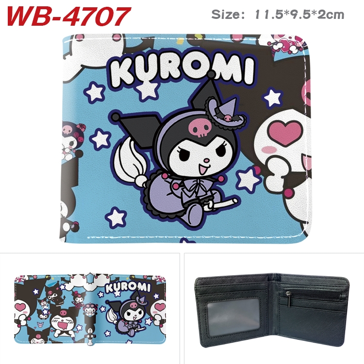 Kuromi Animation color PU leather half fold wallet 11.5X9X2CM WB-4707A