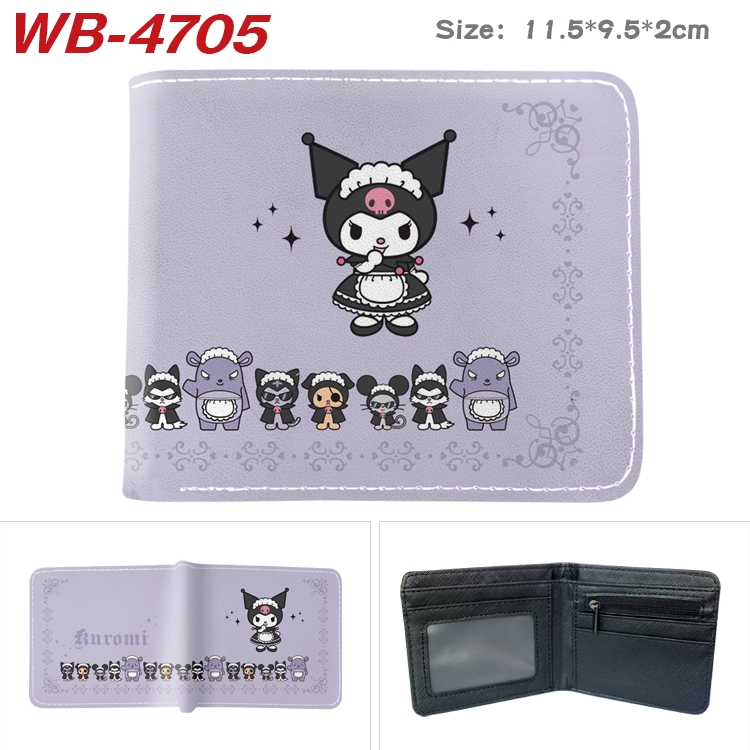 Kuromi Animation color PU leather half fold wallet 11.5X9X2CM WB-4705A