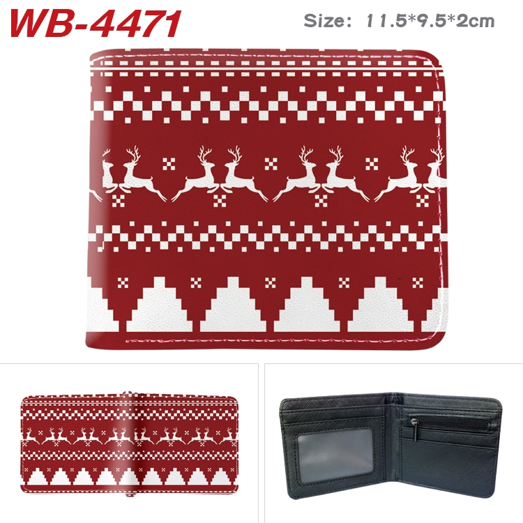 Christmas Animation color PU leather half fold wallet 11.5X9X2CM WB-4471A