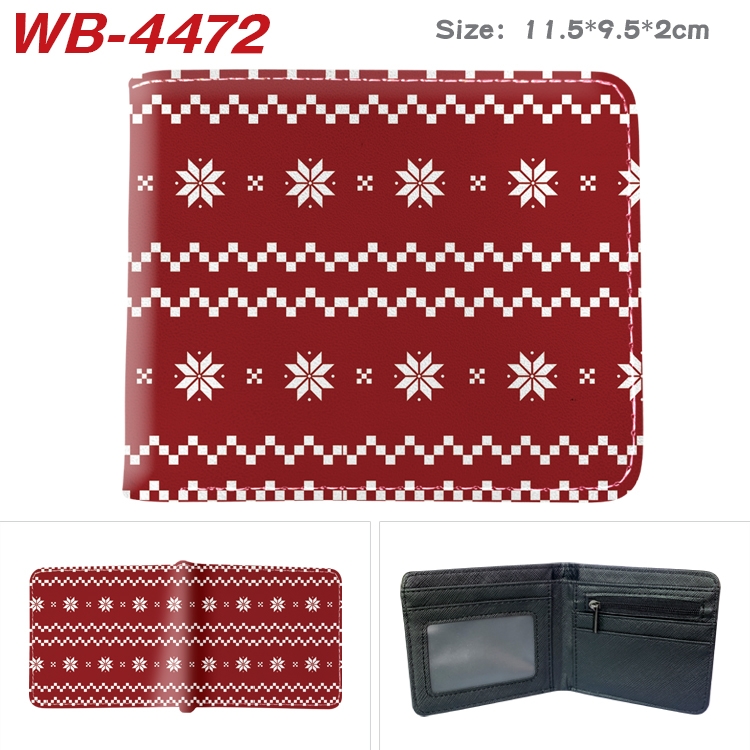 Christmas Animation color PU leather half fold wallet 11.5X9X2CM WB-4472A