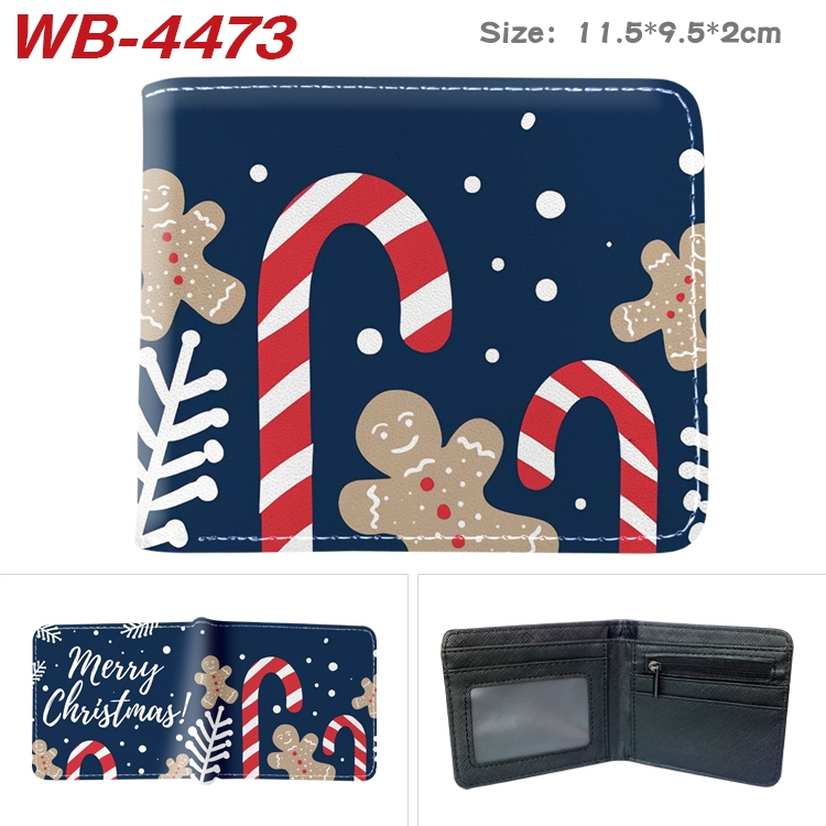 Christmas Animation color PU leather half fold wallet 11.5X9X2CM WB-4473A