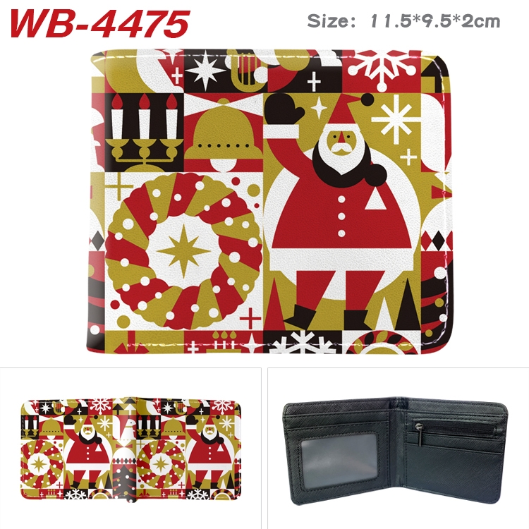 Christmas Animation color PU leather half fold wallet 11.5X9X2CM WB-4475A