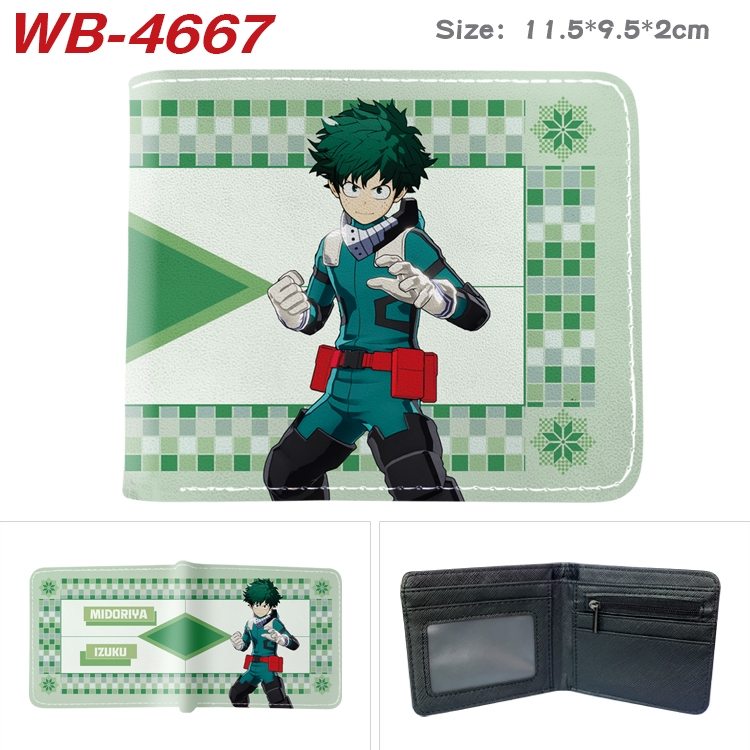 My Hero Academia Animation color PU leather half fold wallet 11.5X9X2CM WB-4667A