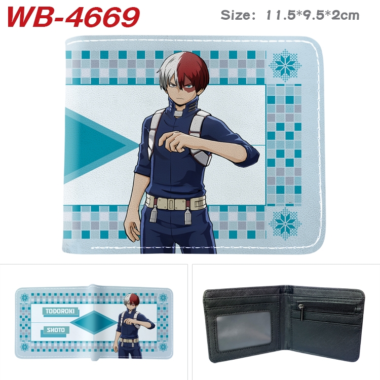 My Hero Academia Animation color PU leather half fold wallet 11.5X9X2CM WB-4669A