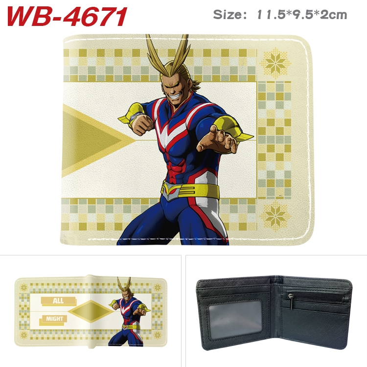 My Hero Academia Animation color PU leather half fold wallet 11.5X9X2CM WB-4671A