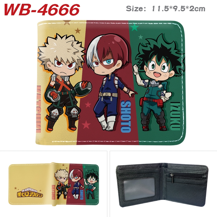 My Hero Academia Animation color PU leather half fold wallet 11.5X9X2CM WB-4666A