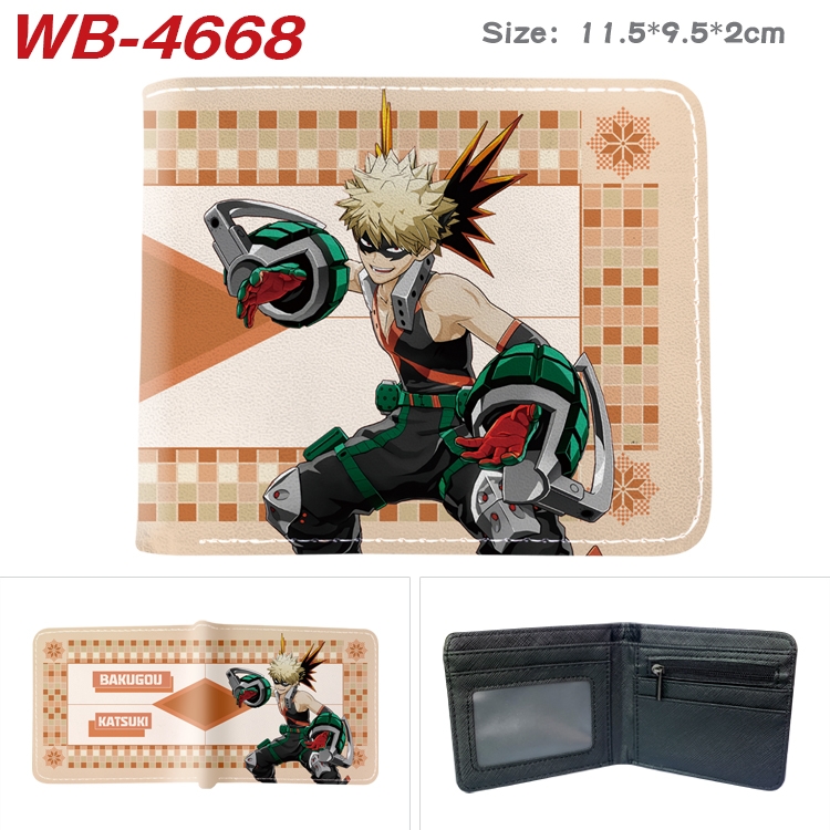 My Hero Academia Animation color PU leather half fold wallet 11.5X9X2CM WB-4668A