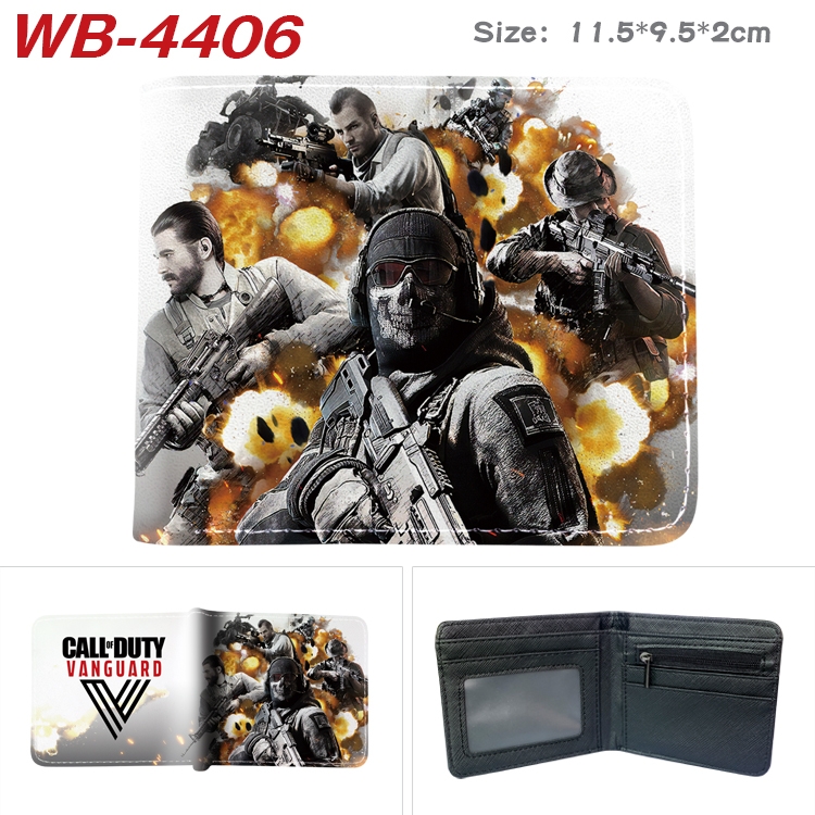 Call of Duty Animation color PU leather half fold wallet 11.5X9X2CM WB-4406A