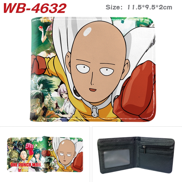 One Punch Man Animation color PU leather half fold wallet 11.5X9X2CM WB-4632A