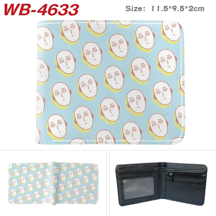 One Punch Man Animation color PU leather half fold wallet 11.5X9X2CM WB-4633A