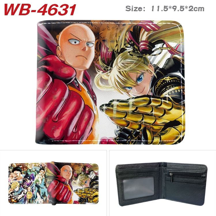 One Punch Man Animation color PU leather half fold wallet 11.5X9X2CM WB-4631A