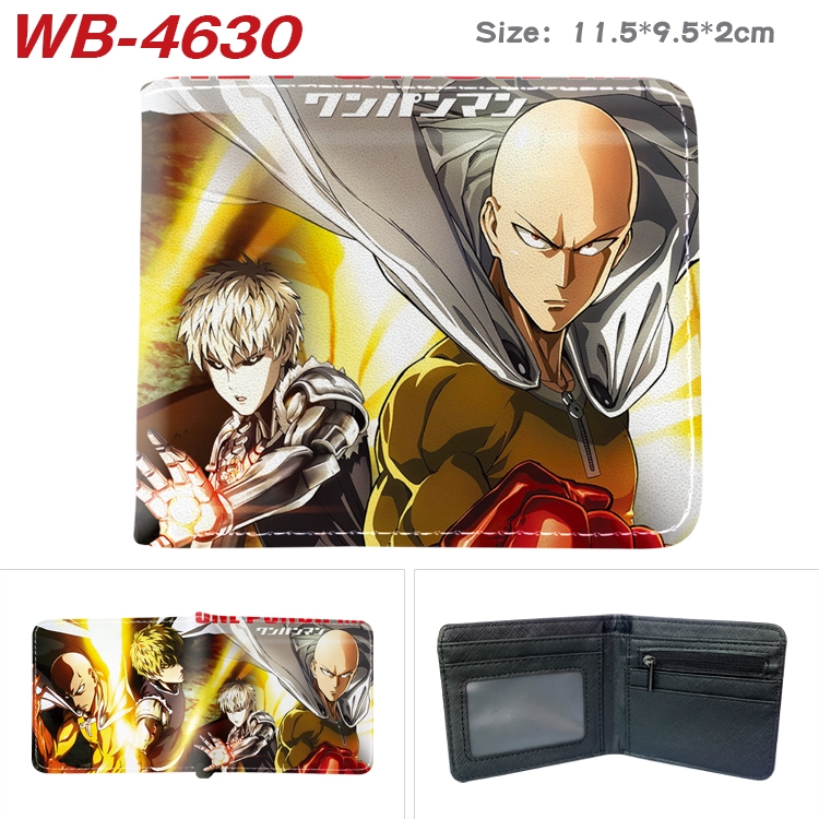 One Punch Man Animation color PU leather half fold wallet 11.5X9X2CM WB-4630A