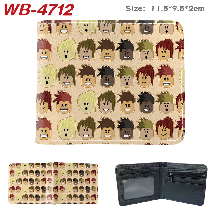 Robllox Animation color PU leather half fold wallet 11.5X9X2CM WB-4712A