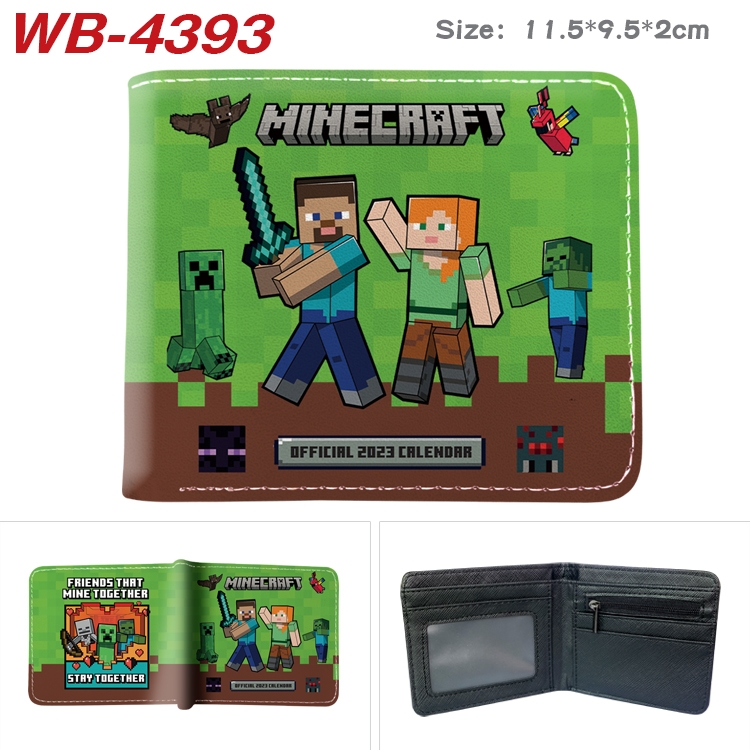 Minecraft Animation color PU leather half fold wallet 11.5X9X2CM WB-4393A