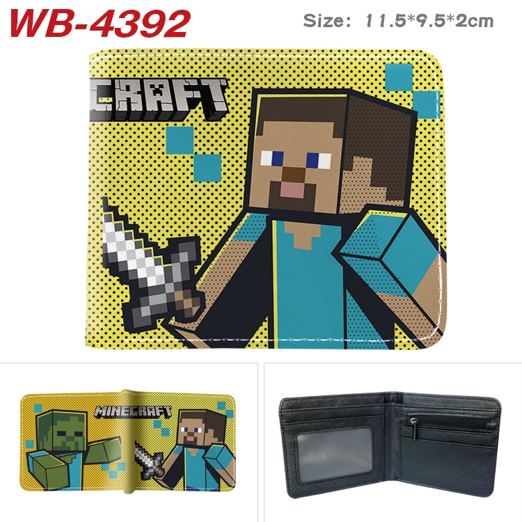 Minecraft Animation color PU leather half fold wallet 11.5X9X2CM WB-4392A