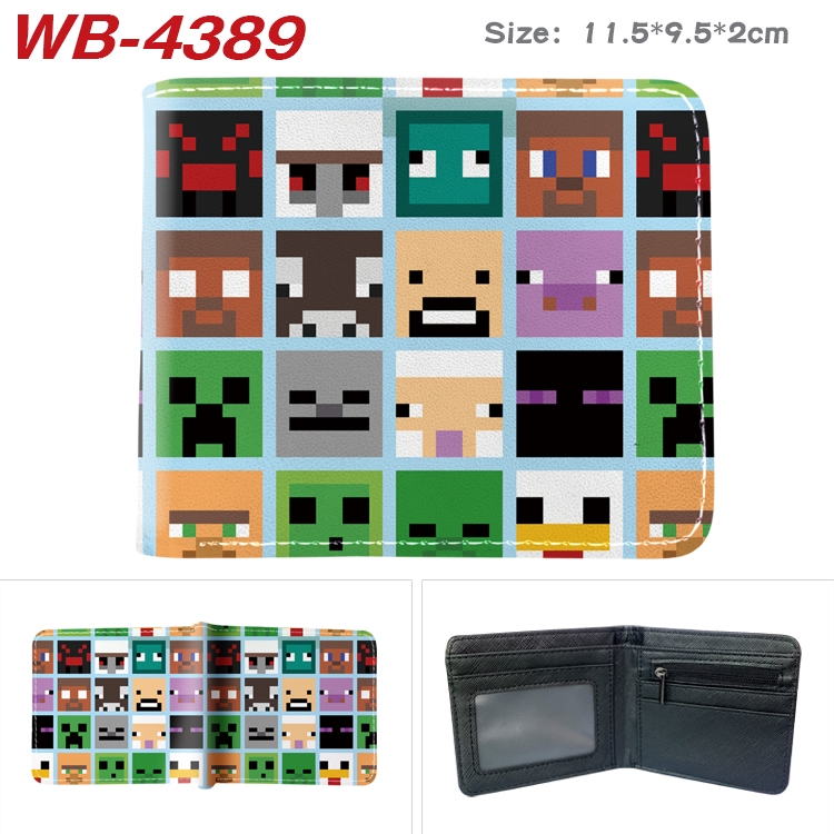 Minecraft Animation color PU leather half fold wallet 11.5X9X2CM WB-4389A