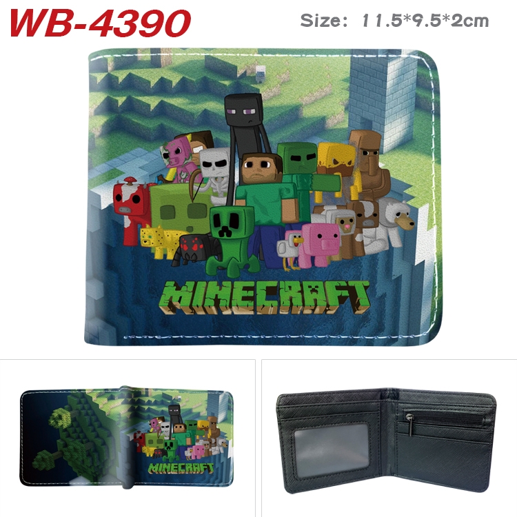 Minecraft Animation color PU leather half fold wallet 11.5X9X2CM WB-4390A