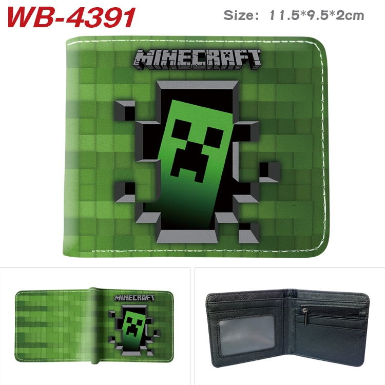 Minecraft Animation color PU leather half fold wallet 11.5X9X2CM WB-4391A