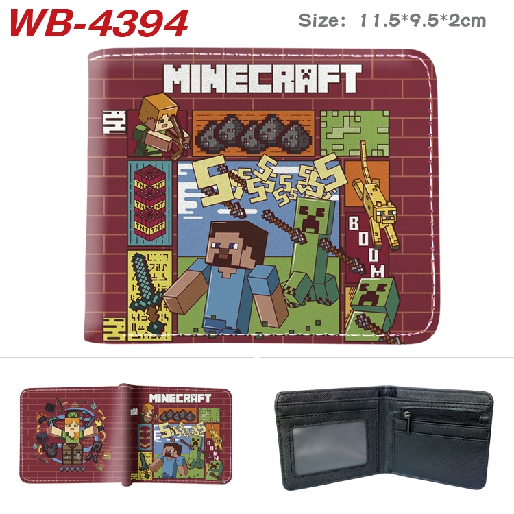 Minecraft Animation color PU leather half fold wallet 11.5X9X2CM WB-4394A