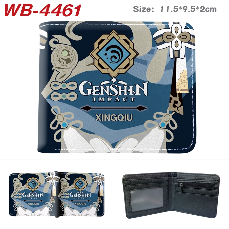 Genshin Impact Animation color PU leather half fold wallet 11.5X9X2CM WB-4461A