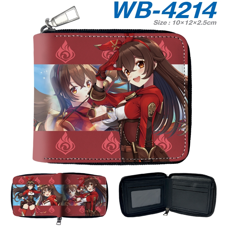 Genshin Impact Anime full-color short full zip two fold wallet 10x12x2.5cm WB-4214A