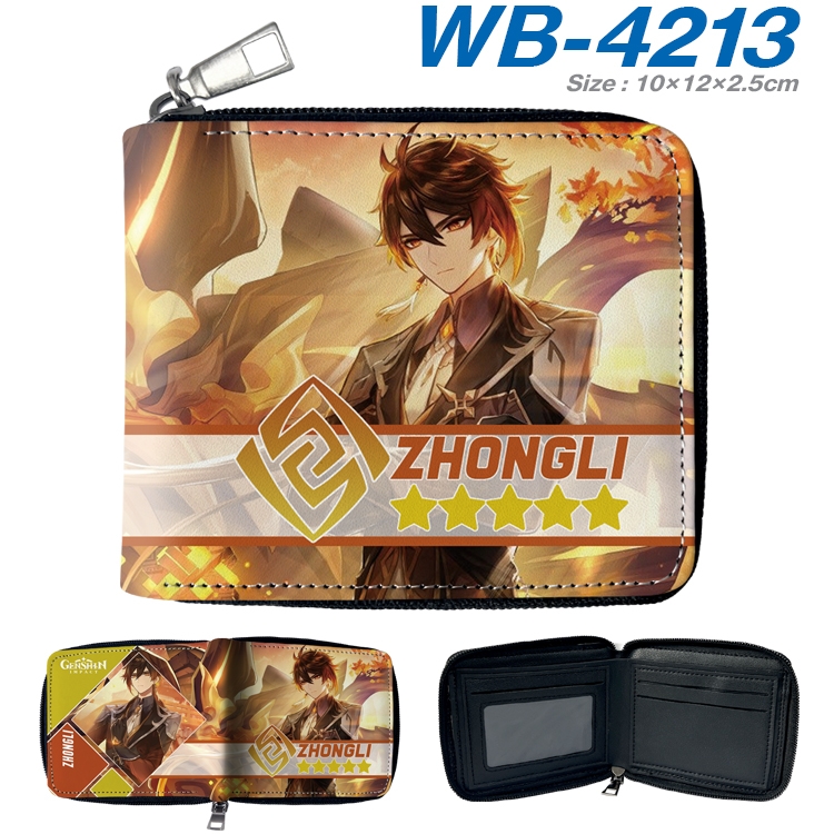 Genshin Impact Anime full-color short full zip two fold wallet 10x12x2.5cm WB-4213A