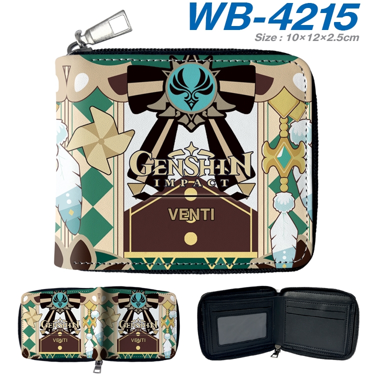 Genshin Impact Anime full-color short full zip two fold wallet 10x12x2.5cm WB-4215A