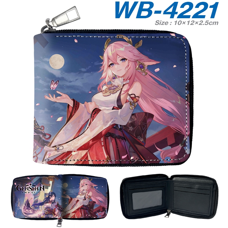 Genshin Impact Anime full-color short full zip two fold wallet 10x12x2.5cm WB-4221A