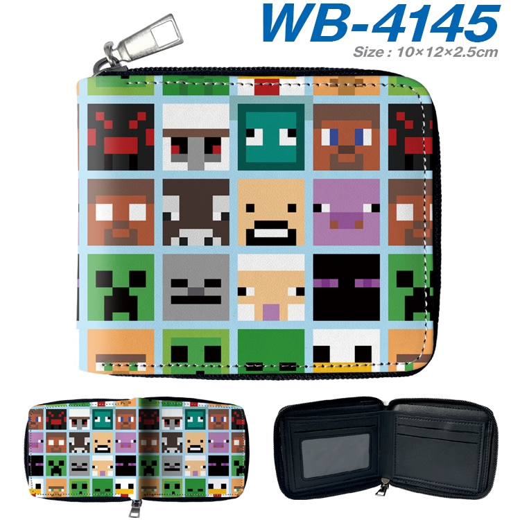 Minecraft Anime full-color short full zip two fold wallet 10x12x2.5cm WB-4145