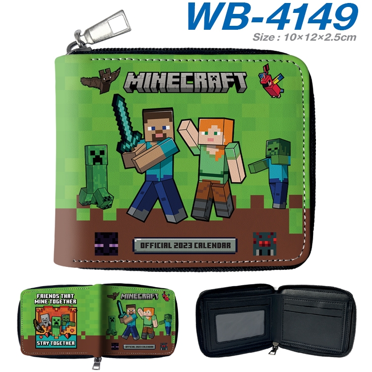 Minecraft Anime full-color short full zip two fold wallet 10x12x2.5cm WB-4149