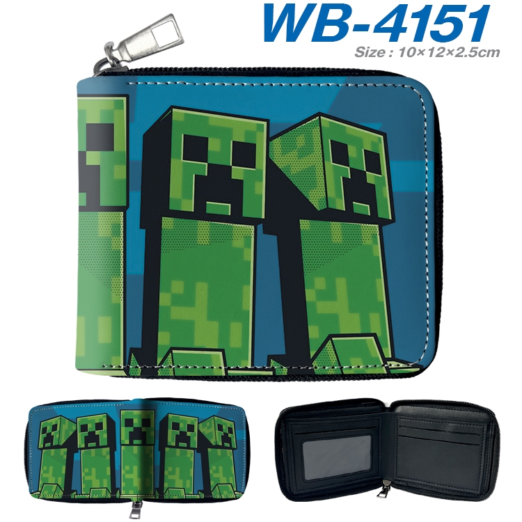 Minecraft Anime full-color short full zip two fold wallet 10x12x2.5cm WB-4151