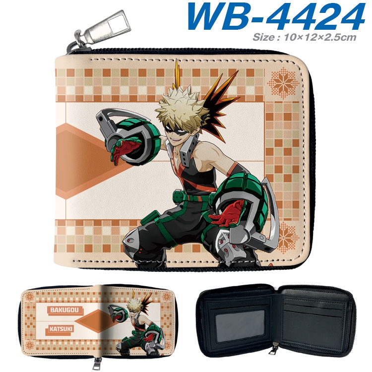 My Hero Academia Anime full-color short full zip two fold wallet 10x12x2.5cmWB-4424A