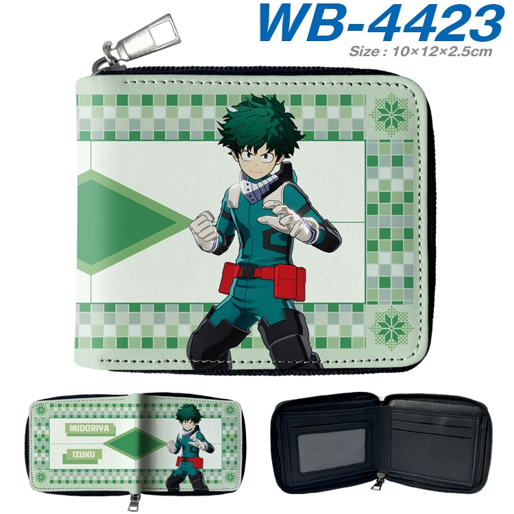 My Hero Academia Anime full-color short full zip two fold wallet 10x12x2.5cmWB-4423A