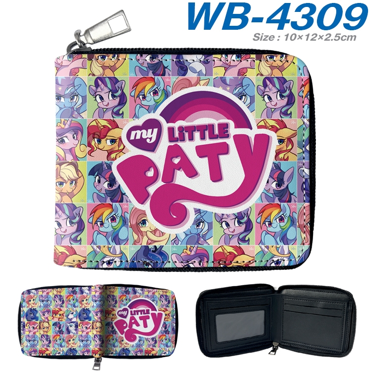 My Little Pony Anime full-color short full zip two fold wallet 10x12x2.5cm WB-4309A