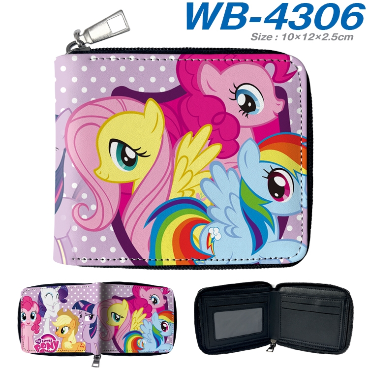 My Little Pony Anime full-color short full zip two fold wallet 10x12x2.5cm WB-4306A