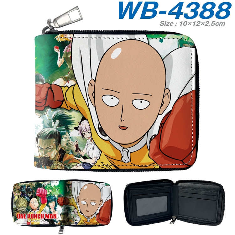 One Punch Man Anime full-color short full zip two fold wallet 10x12x2.5cm WB-4388A